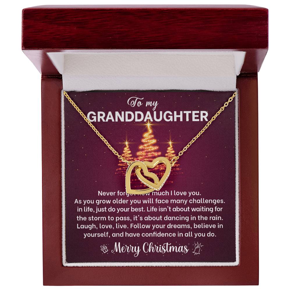 Merry Christmas Granddaughter Joined Hearts Necklace Gift-[Heartfelt Family Gift]