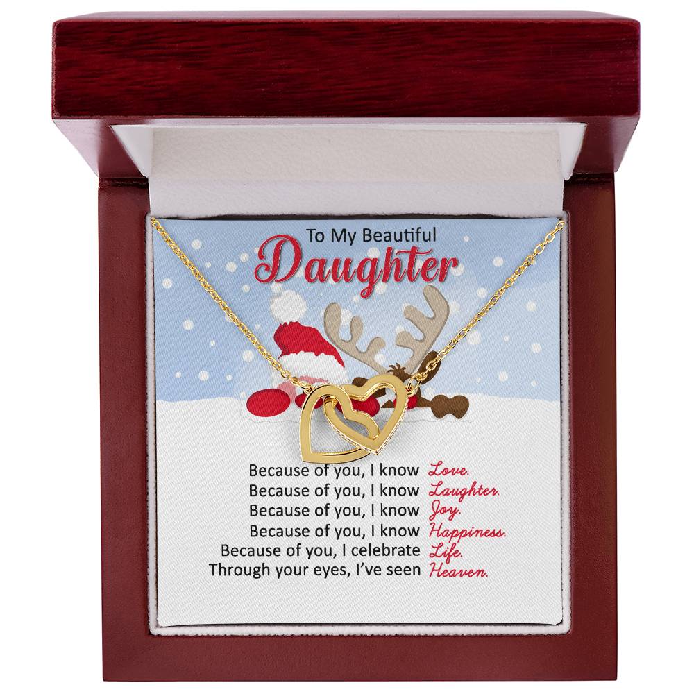 Santa and Reindeer Christmas Gift Necklace for Daughter - Personalized Card-[Heartfelt Family Gift]
