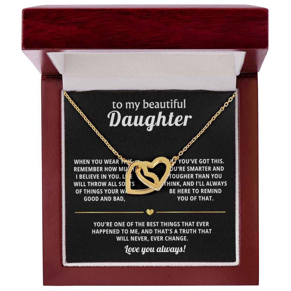 To My Daughter Interlocking Hearts Necklace Gift