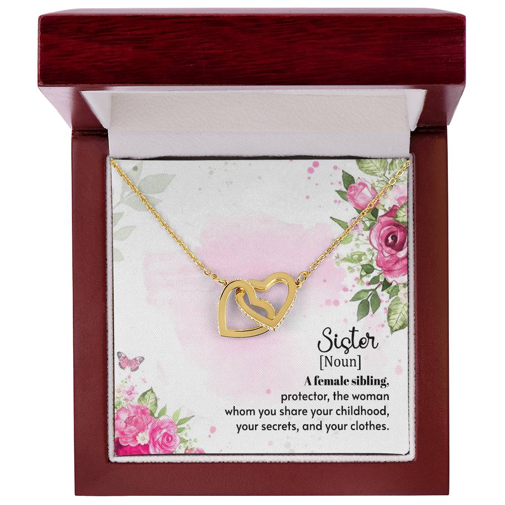 Sister Noun Interlocking Hearts Necklace-[Heartfelt Family Gift]