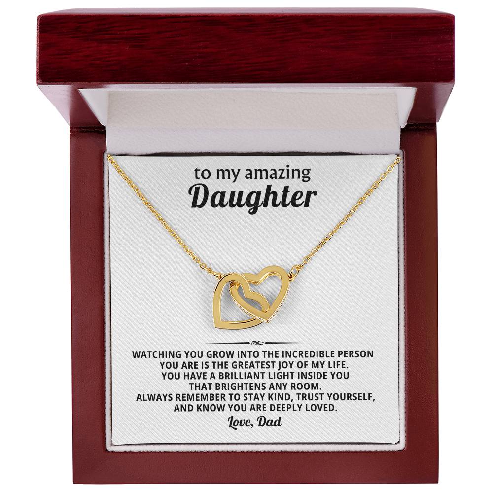 Daughter Interlocking Hearts Necklace Gift from Dad