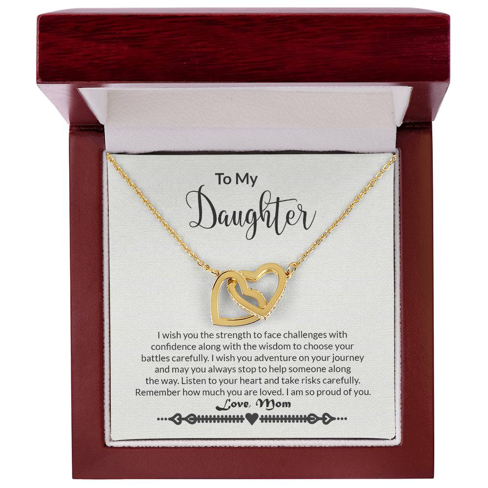 Daughter Strength Interlocking Hearts Necklace-[Heartfelt Family Gift]