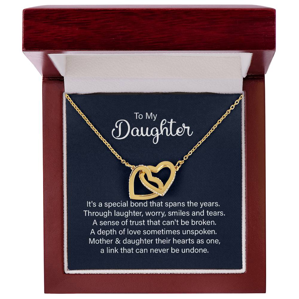 Daughter Special Bond Interlocking Hearts Necklace-[Heartfelt Family Gift]