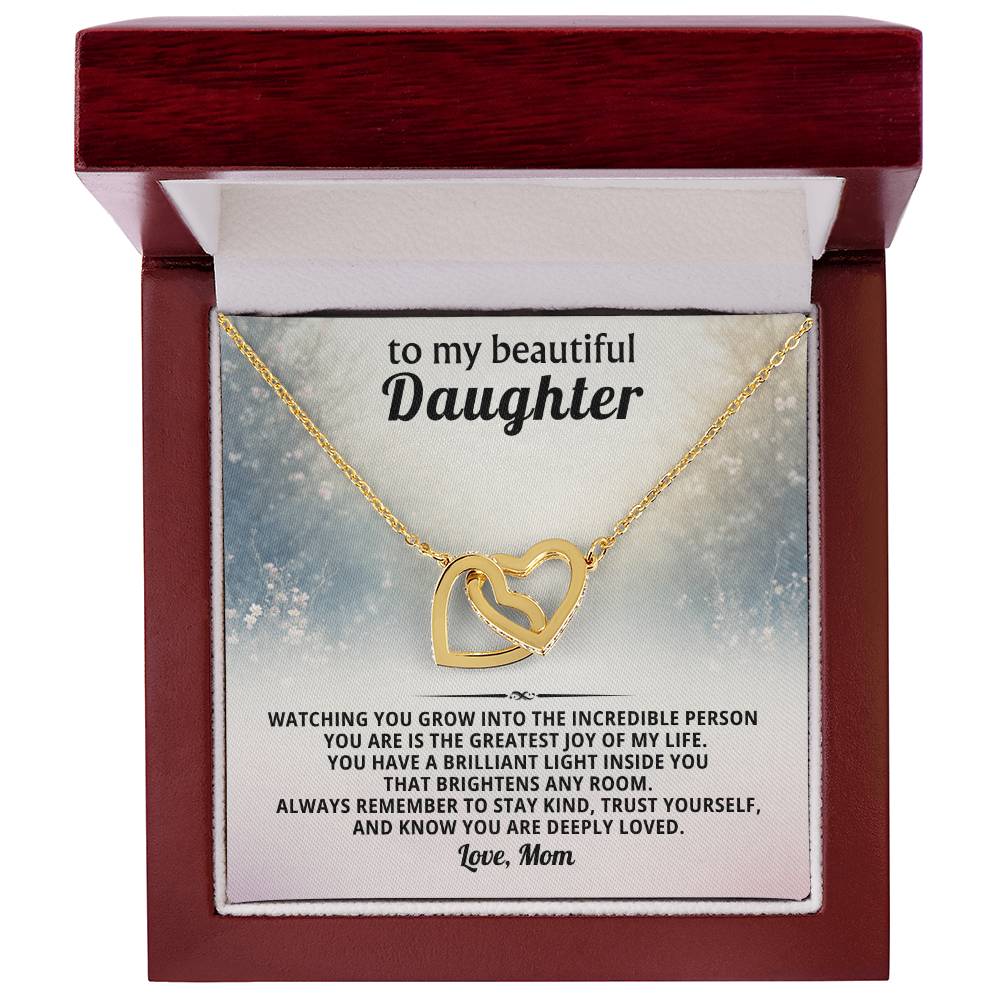 Daughter Interlocking Hearts Necklace Gift from Mom