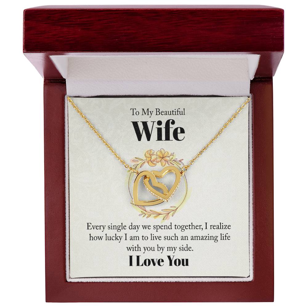 Beautiful Wife Interlocking Hearts Necklace-[Heartfelt Family Gift]