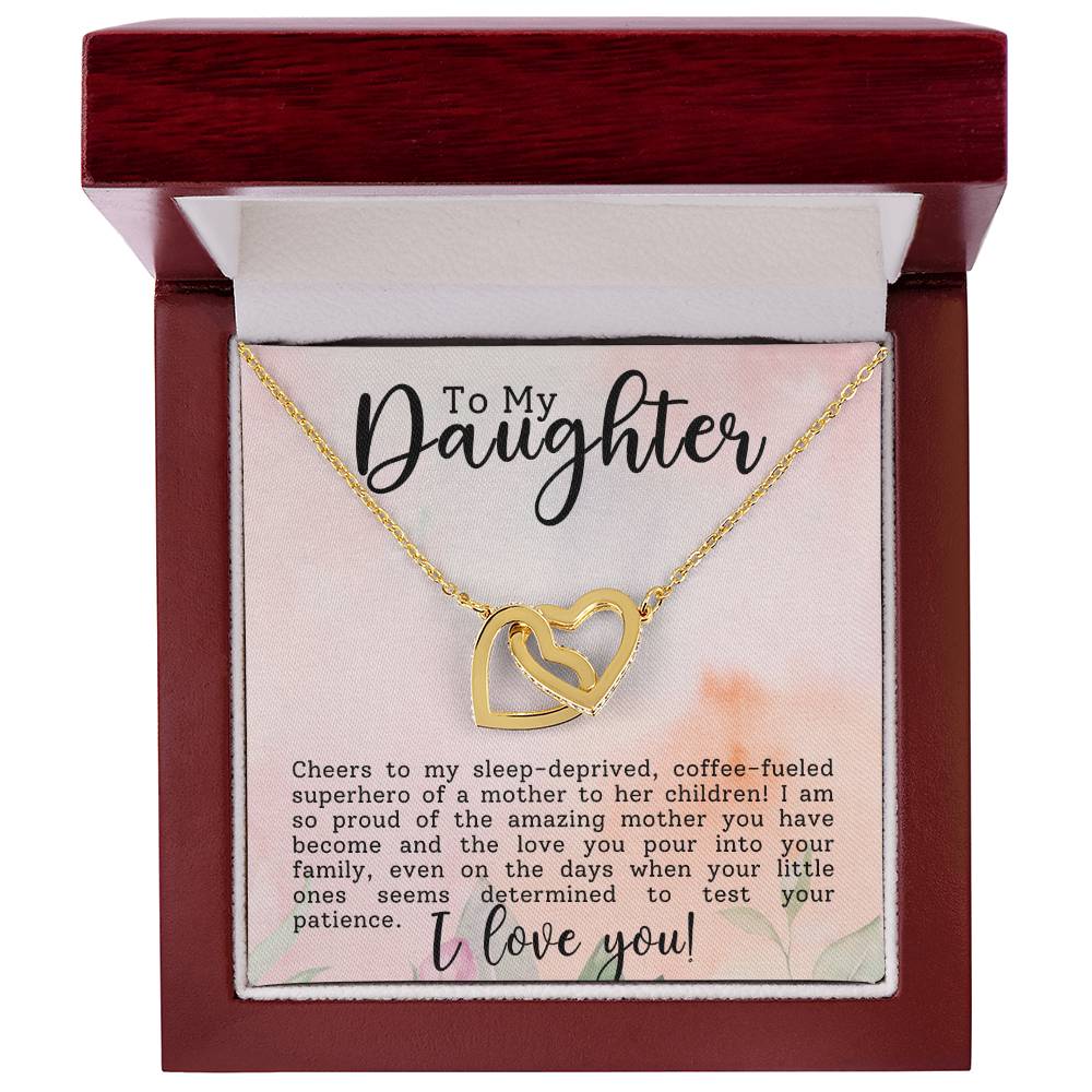 Daughter Superhero Interlocking Hearts Necklace-[Heartfelt Family Gift]