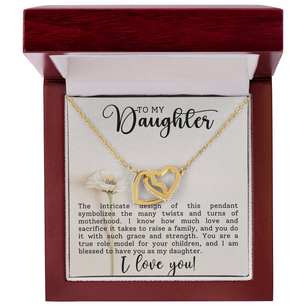 Daughter Interlocking Hearts Necklace-[Heartfelt Family Gift]