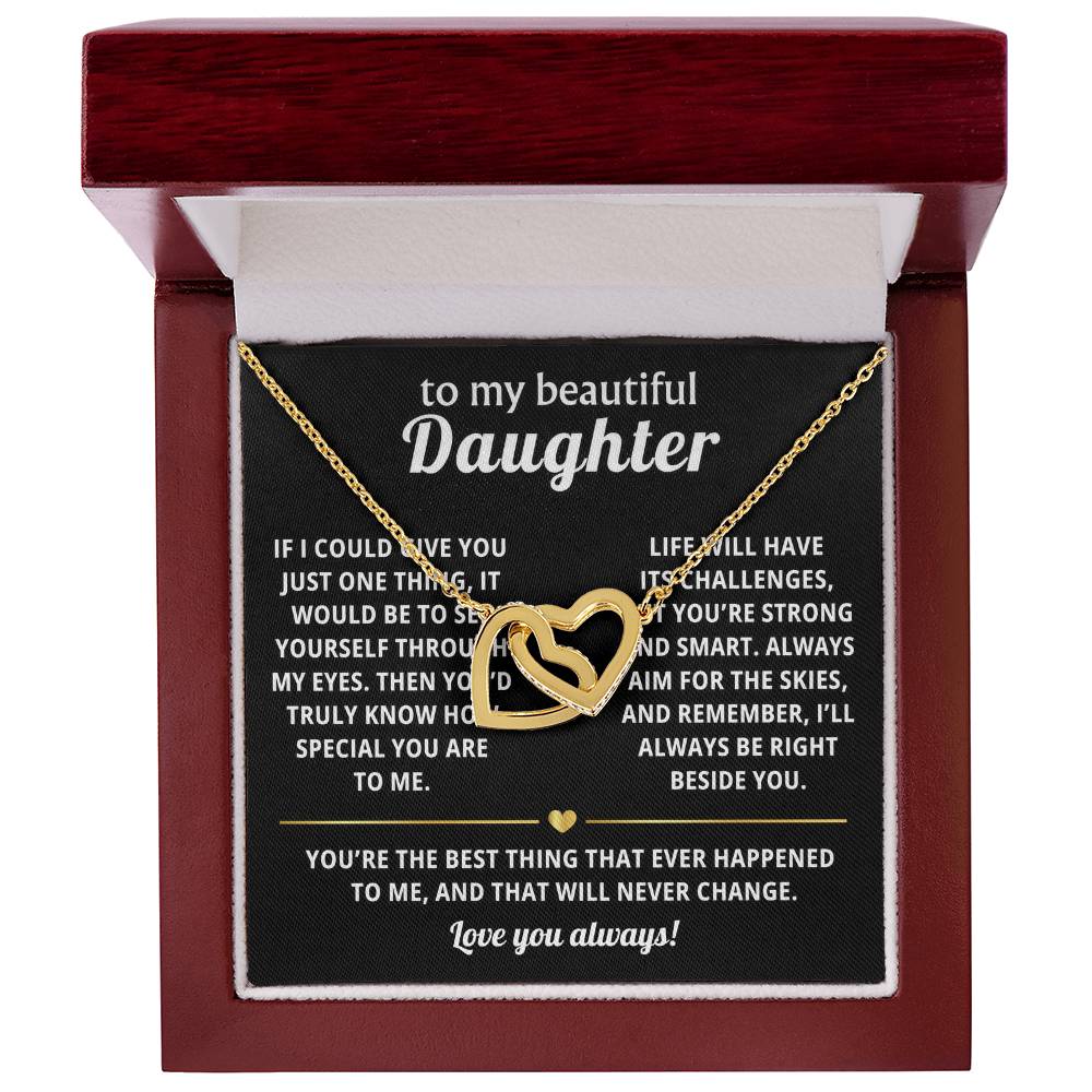 To My Daughter Interlocking Hearts Necklace Gift