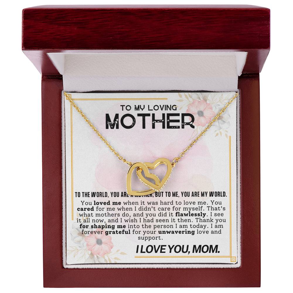 Mother My World Interlocking Hearts Necklace-[Heartfelt Family Gift]