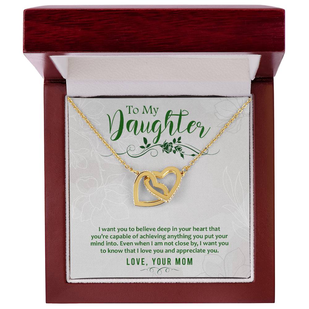 Daughter Believe Interlocking Hearts Necklace-[Heartfelt Family Gift]
