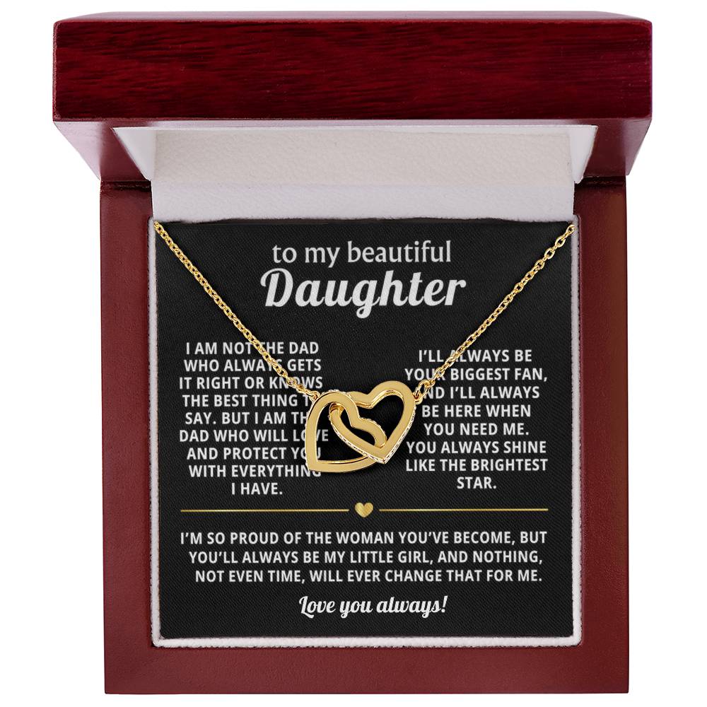 To My Daughter Interlocking Hearts Necklace Gift
