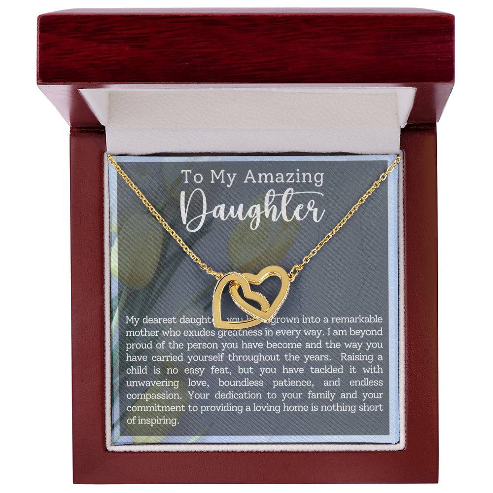Daughter Motherhood Interlocking Hearts Necklace-[Heartfelt Family Gift]