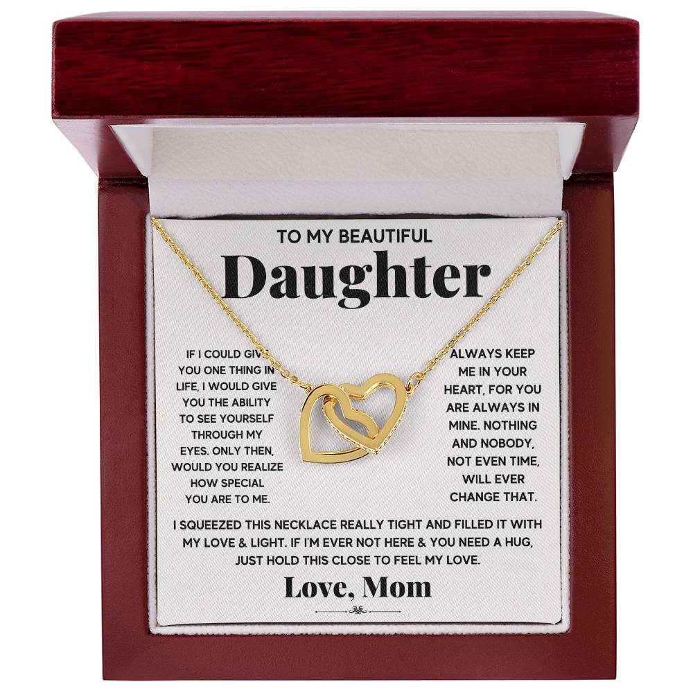 Daughter Interlocking Hearts Necklace - The Perfect Symbol of Love and Bond Ideal Gift for Your Precious Daughter-[Heartfelt Family Gift]