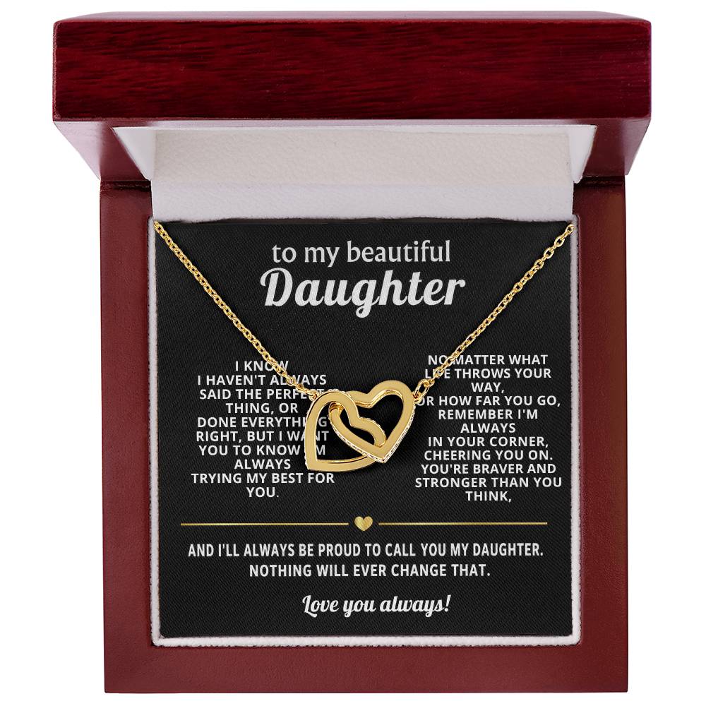 To My Daughter Interlocking Hearts Necklace Gift