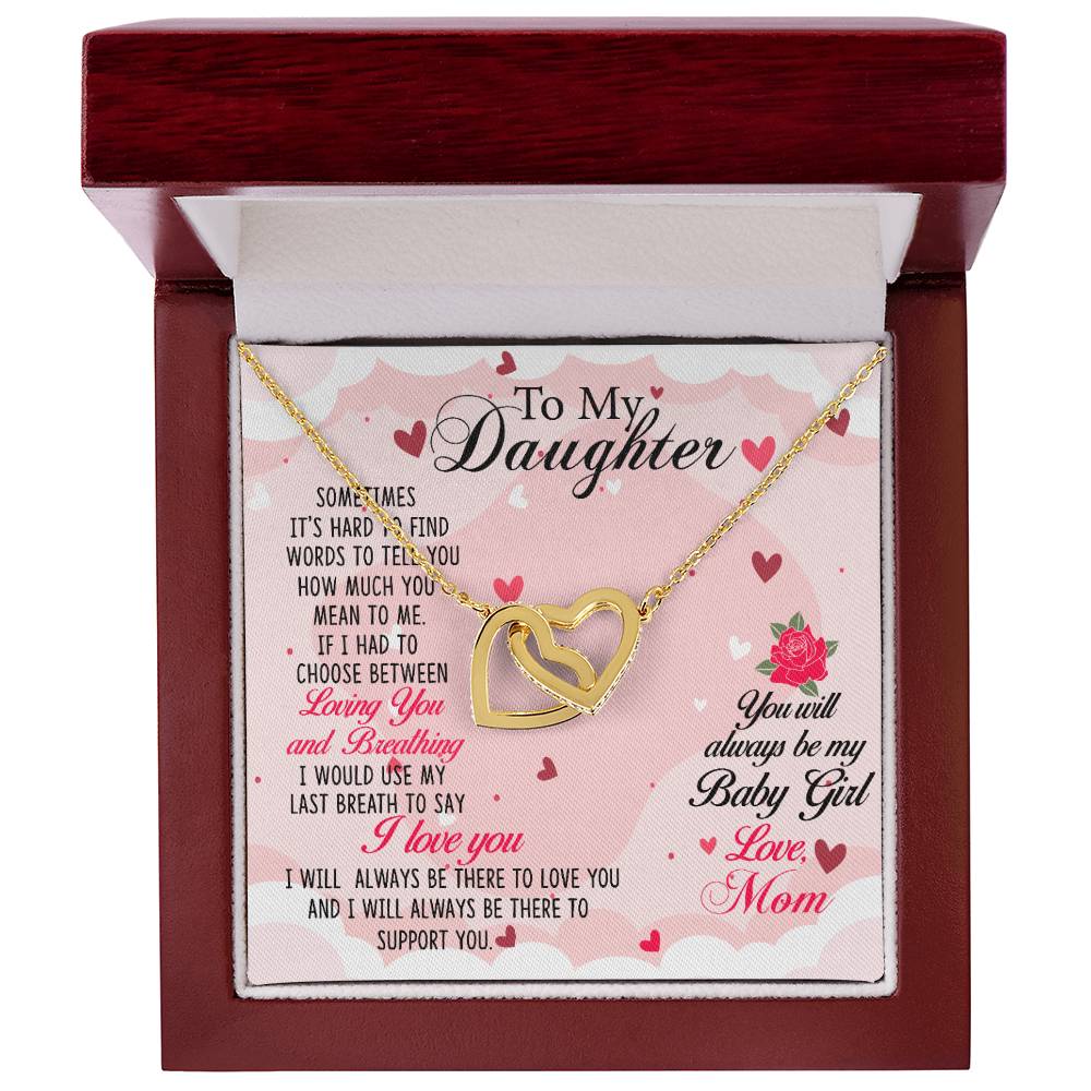 Daughter Always My Baby Girl Interlocking Hearts Necklace-[Heartfelt Family Gift]