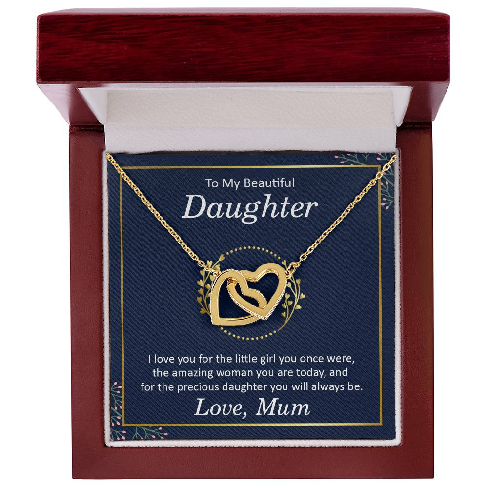 Beautiful Daughter Interlocking Hearts Necklace-[Heartfelt Family Gift]