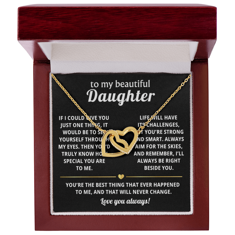 To My Daughter Interlocking Hearts Necklace Gift