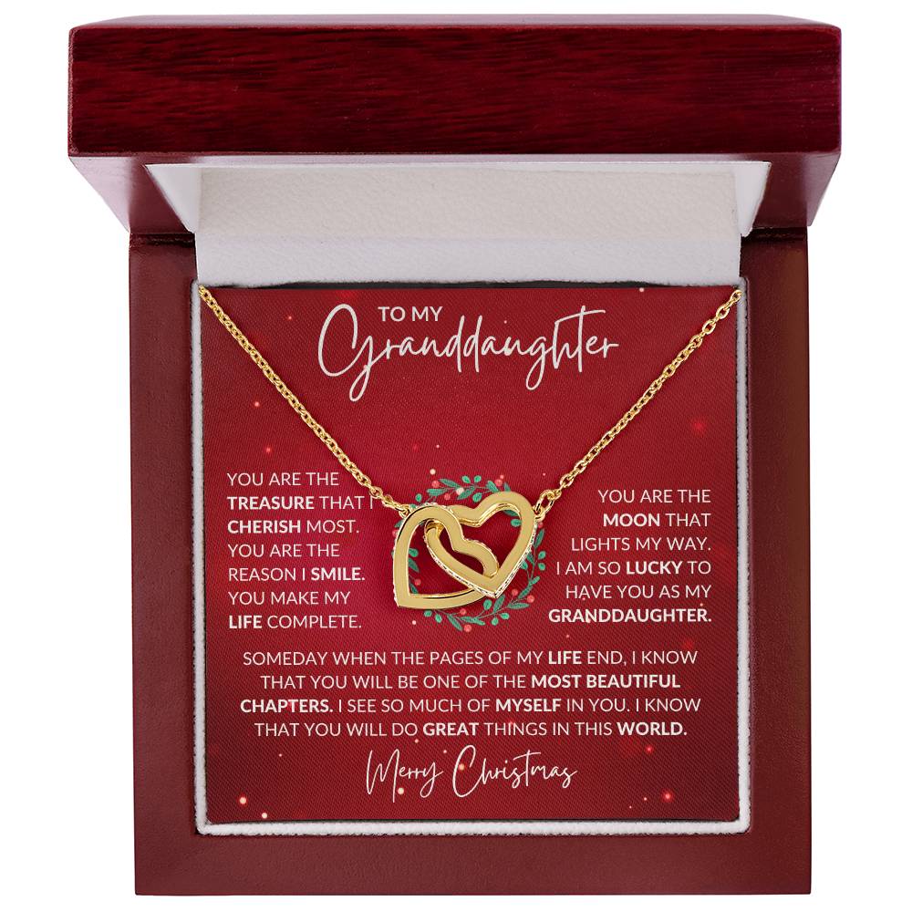 Granddaughter Christmas Interlocking Hearts Necklace Gift-[Heartfelt Family Gift]