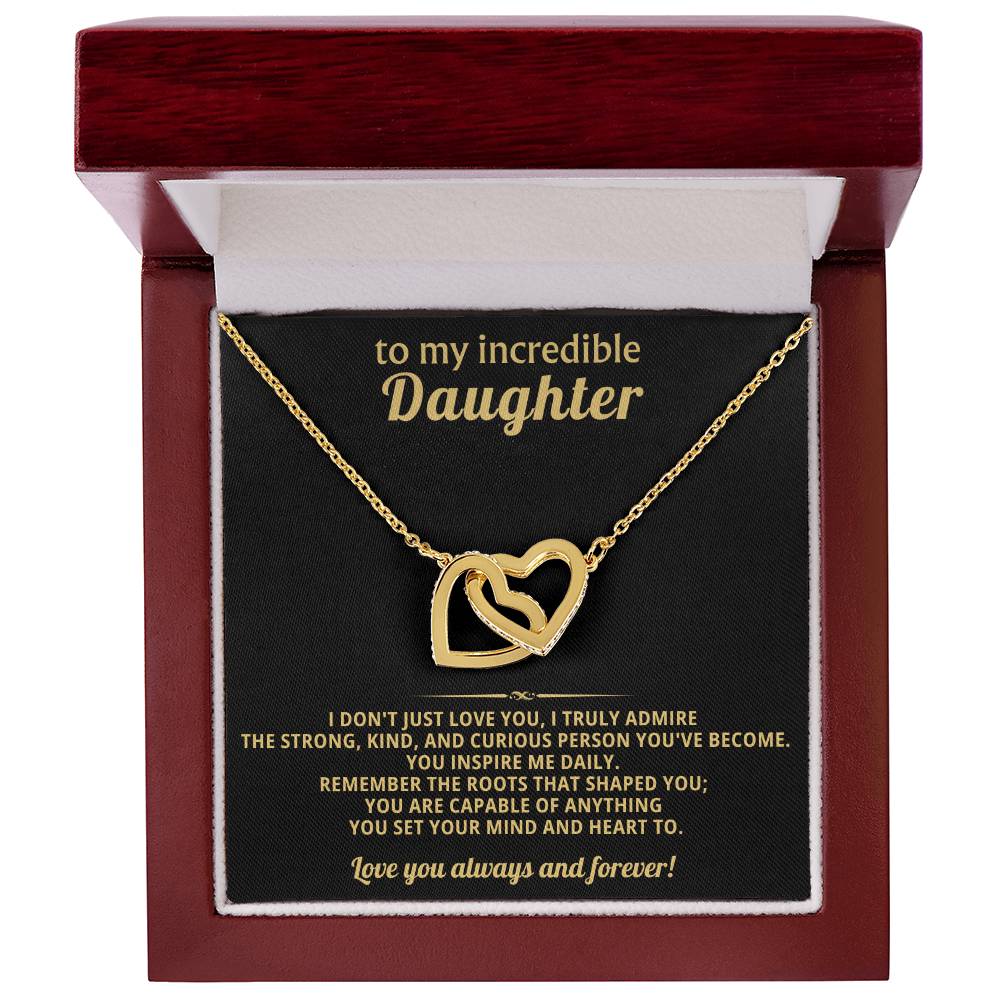 Incredible Daughter Interlocking Hearts Necklace Gift