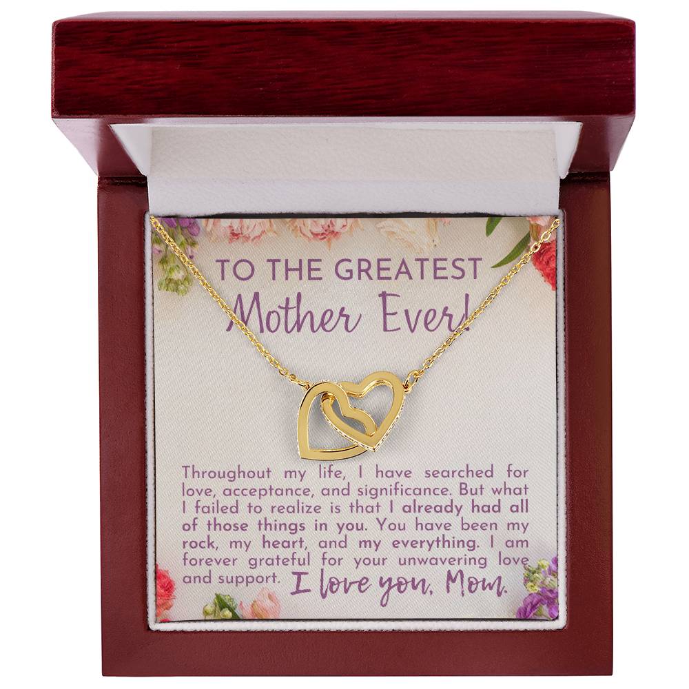 Greatest Mother Ever Interlocking Hearts Necklace-[Heartfelt Family Gift]