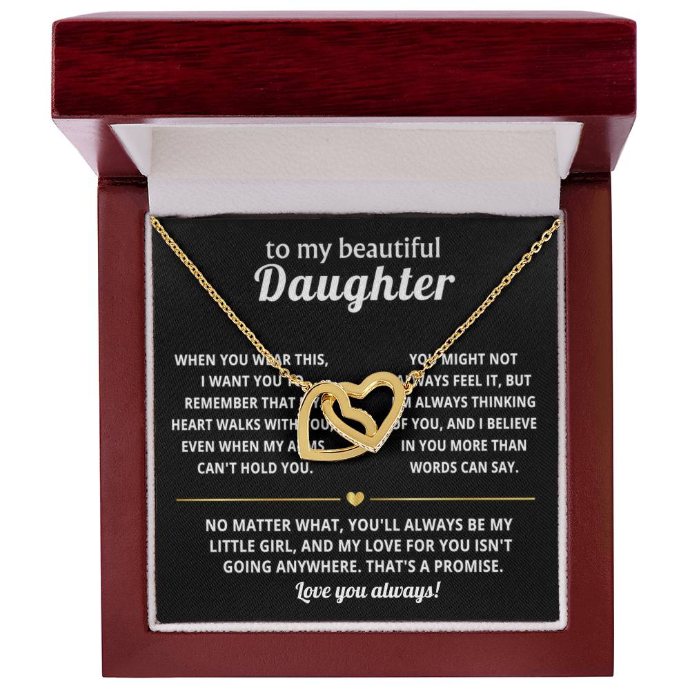 To My Daughter Interlocking Hearts Necklace Gift