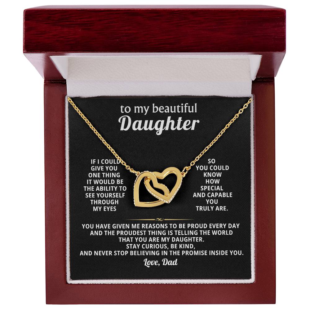 Daughter Interlocking Hearts Necklace Gift from Dad