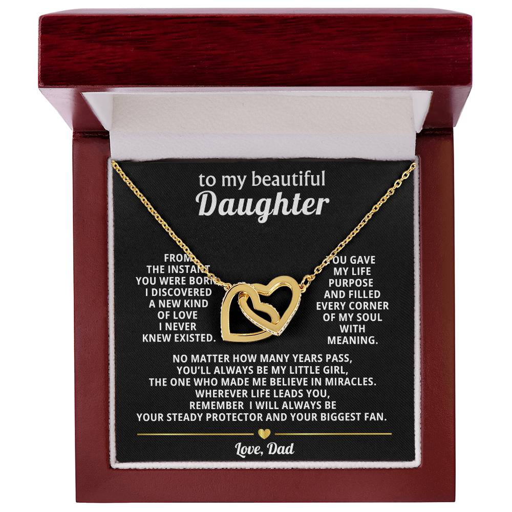 Daughter Interlocking Hearts Necklace Gift from Dad