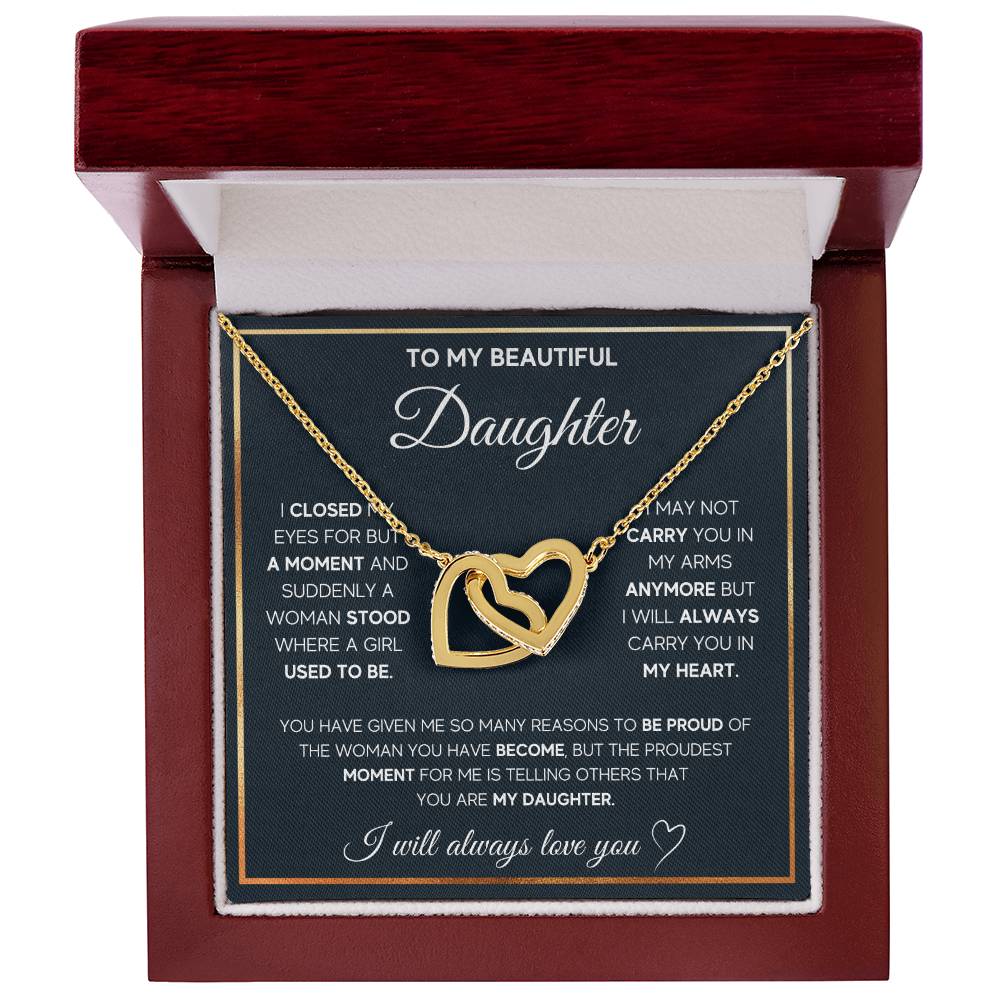 Daughter Proud of You Interlocking Hearts Necklace - Perfect Gift for the Woman Youve Become-[Heartfelt Family Gift]