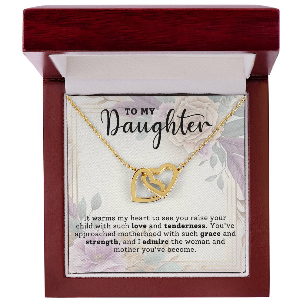 Daughter Admiration Interlocking Hearts Necklace-[Heartfelt Family Gift]