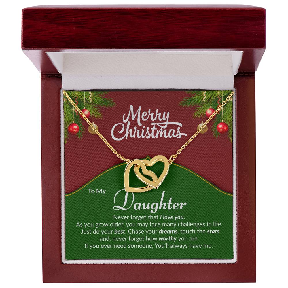 Daughter Interlocking Heart Necklace Christmas Gift-[Heartfelt Family Gift]