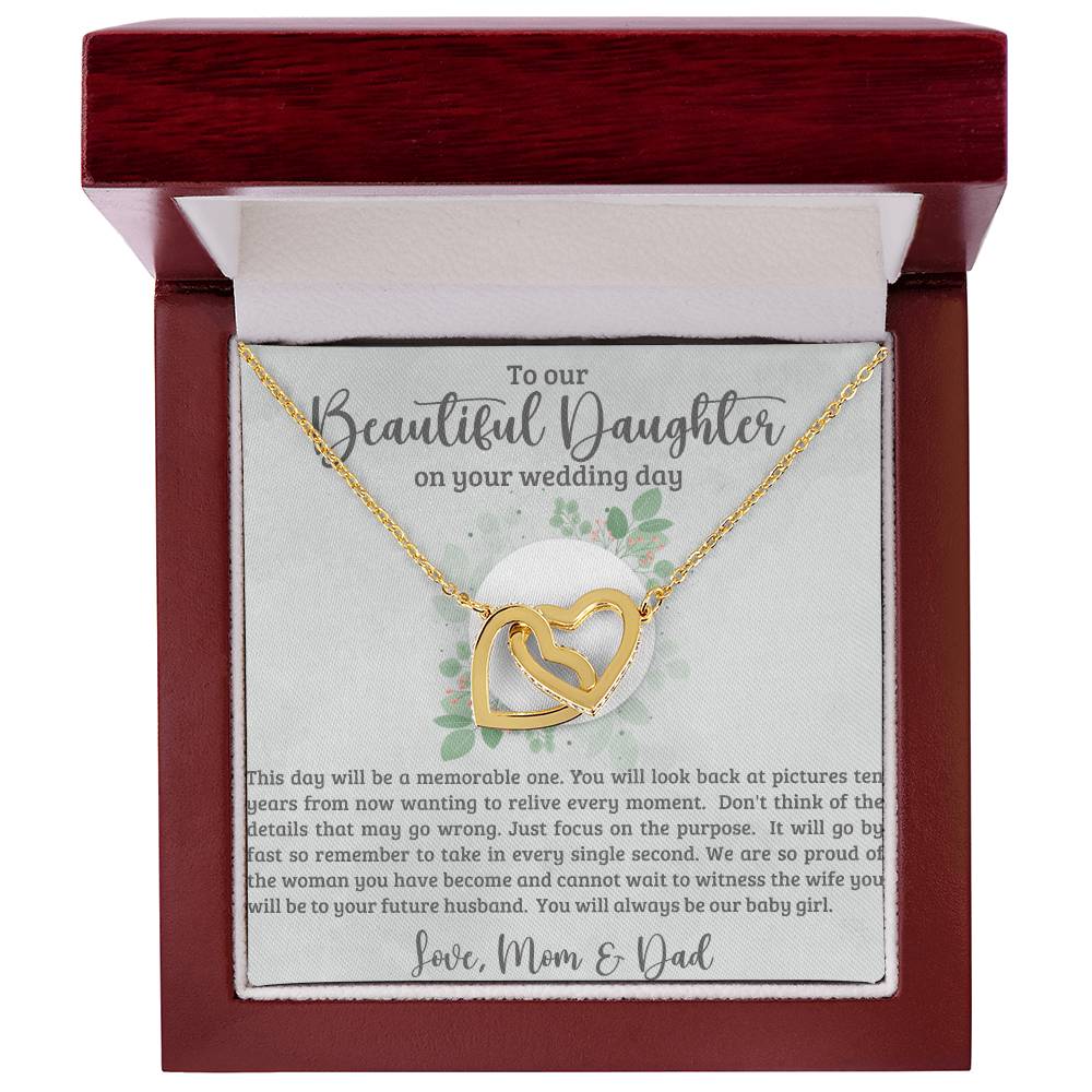 Beautiful Daughter on Your Wedding Day Interlocking Hearts Necklace-[Heartfelt Family Gift]