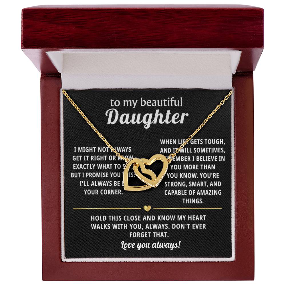 To My Daughter Interlocking Hearts Necklace Gift