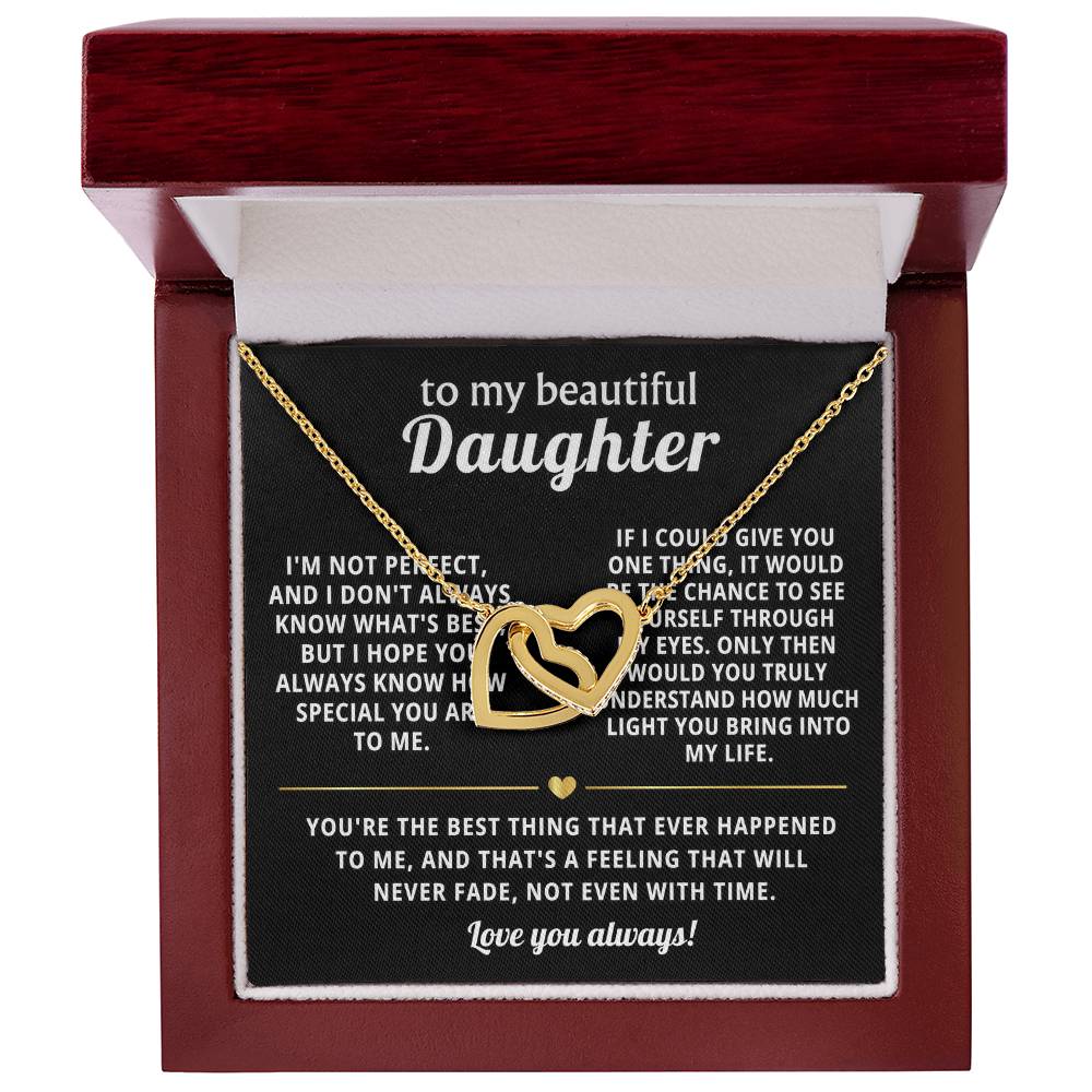 To My Daughter Interlocking Hearts Necklace Gift