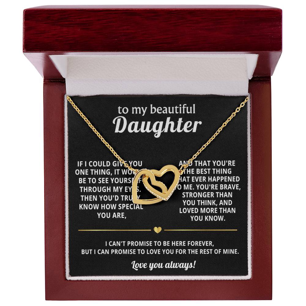 To My Daughter Interlocking Hearts Necklace Gift