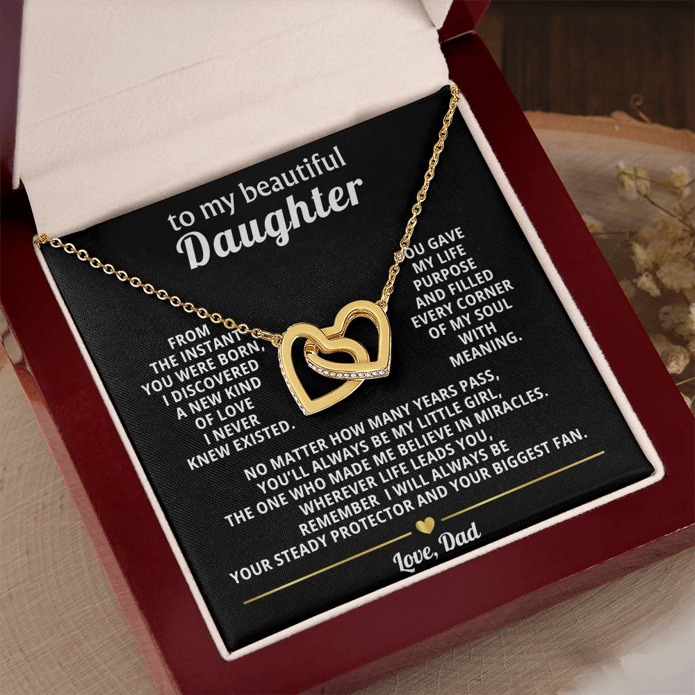 Daughter Interlocking Hearts Necklace Gift from Dad