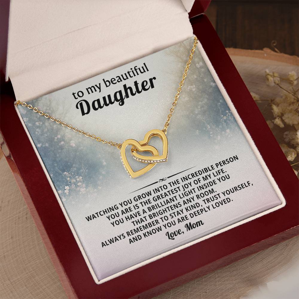 Daughter Interlocking Hearts Necklace Gift from Mom