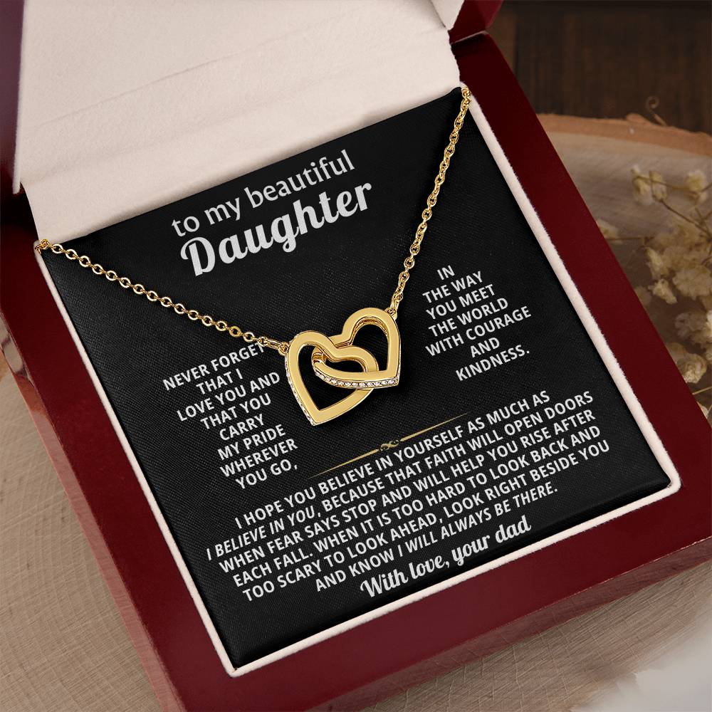 Daughter Interlocking Hearts Necklace Gift from Dad