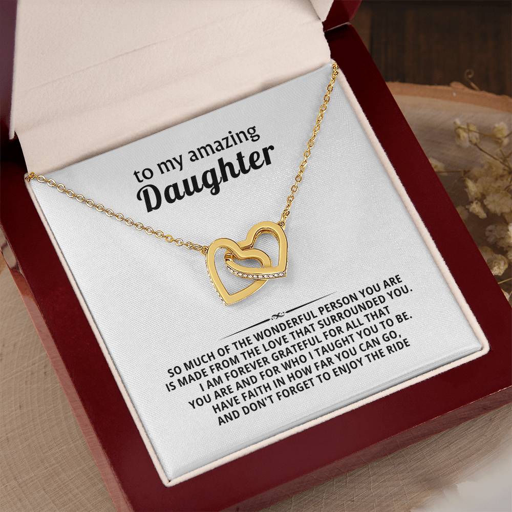 To My Amazing Daughter Interlocking Hearts Necklace Gift