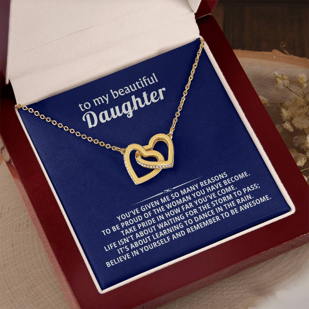 Daughter Interlocking Hearts Necklace Gift from Dad