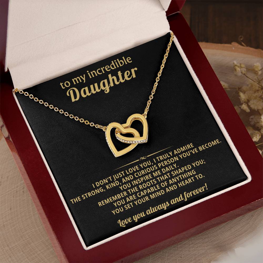 Incredible Daughter Interlocking Hearts Necklace Gift