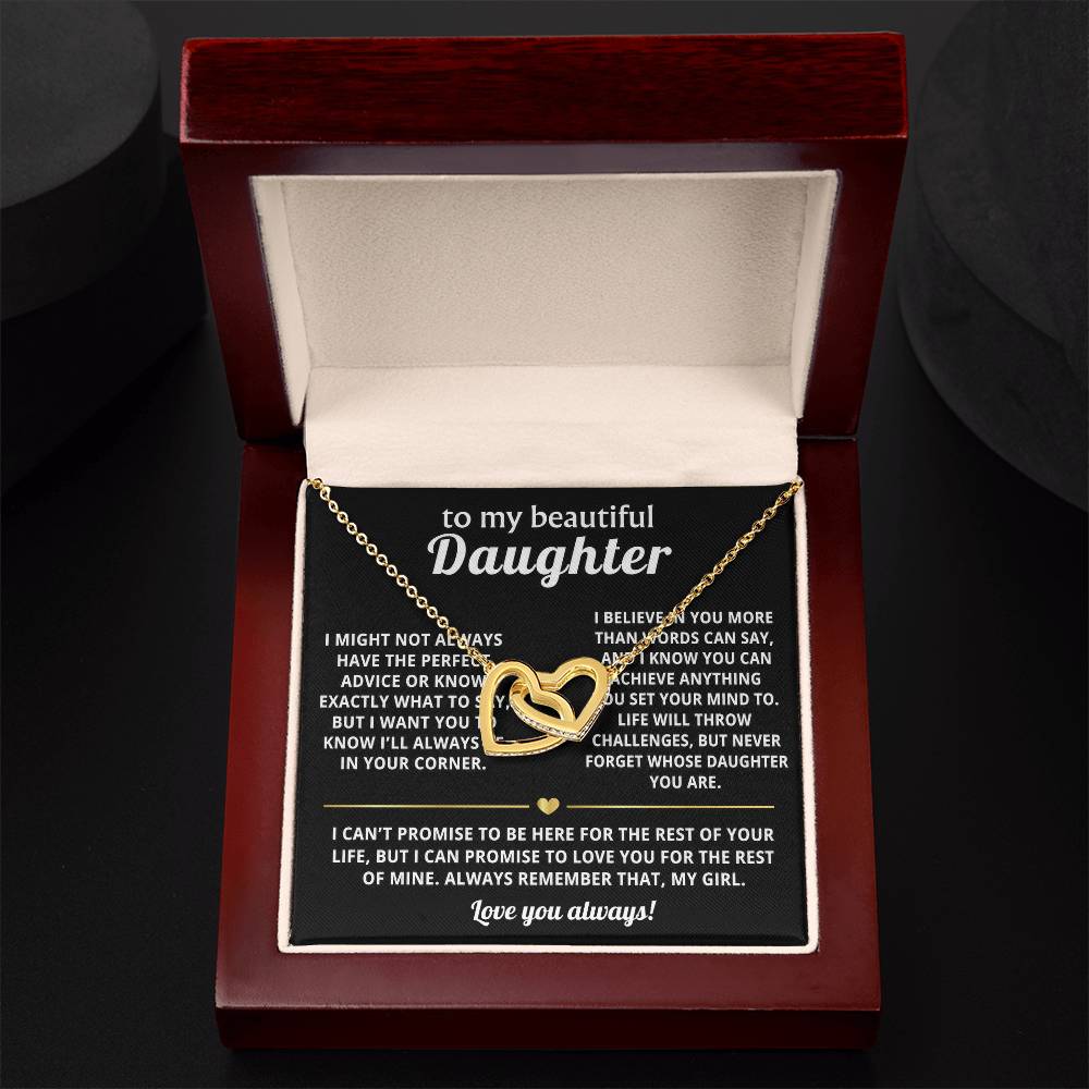 To My Daughter Interlocking Hearts Necklace Gift