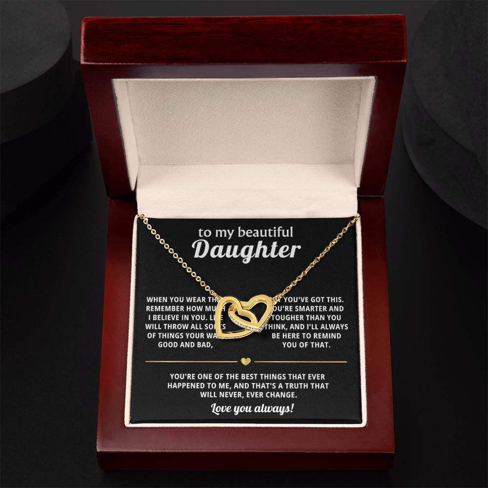 To My Daughter Interlocking Hearts Necklace Gift