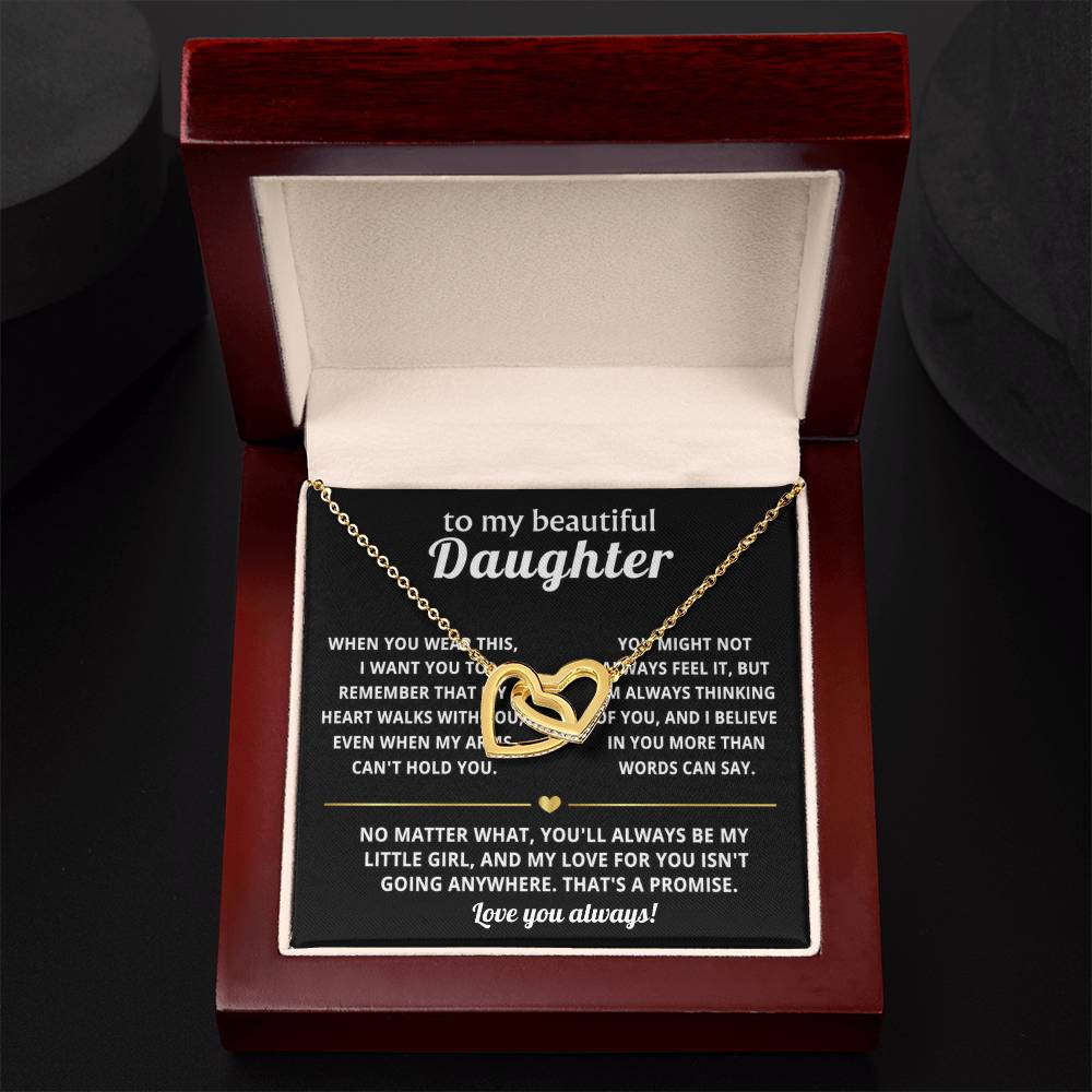 To My Daughter Interlocking Hearts Necklace Gift