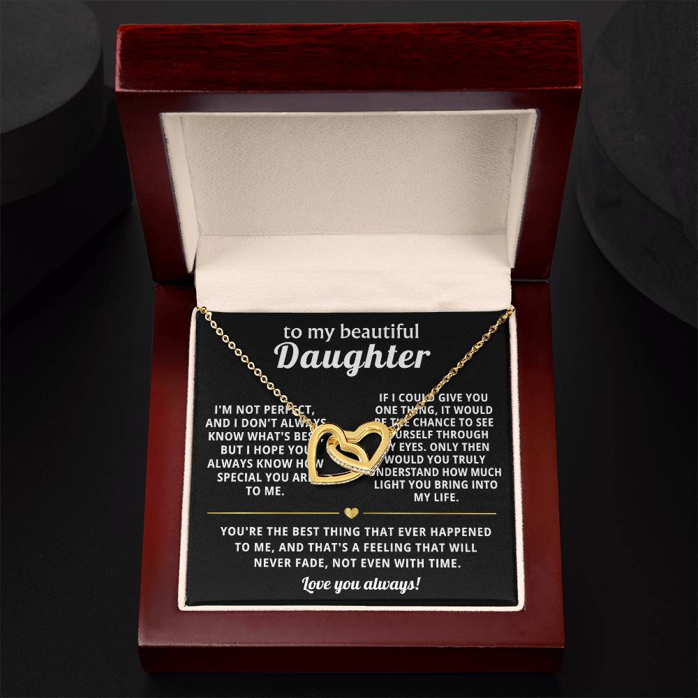 To My Daughter Interlocking Hearts Necklace Gift