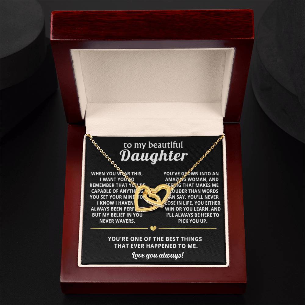 To My Daughter Interlocking Hearts Necklace Gift