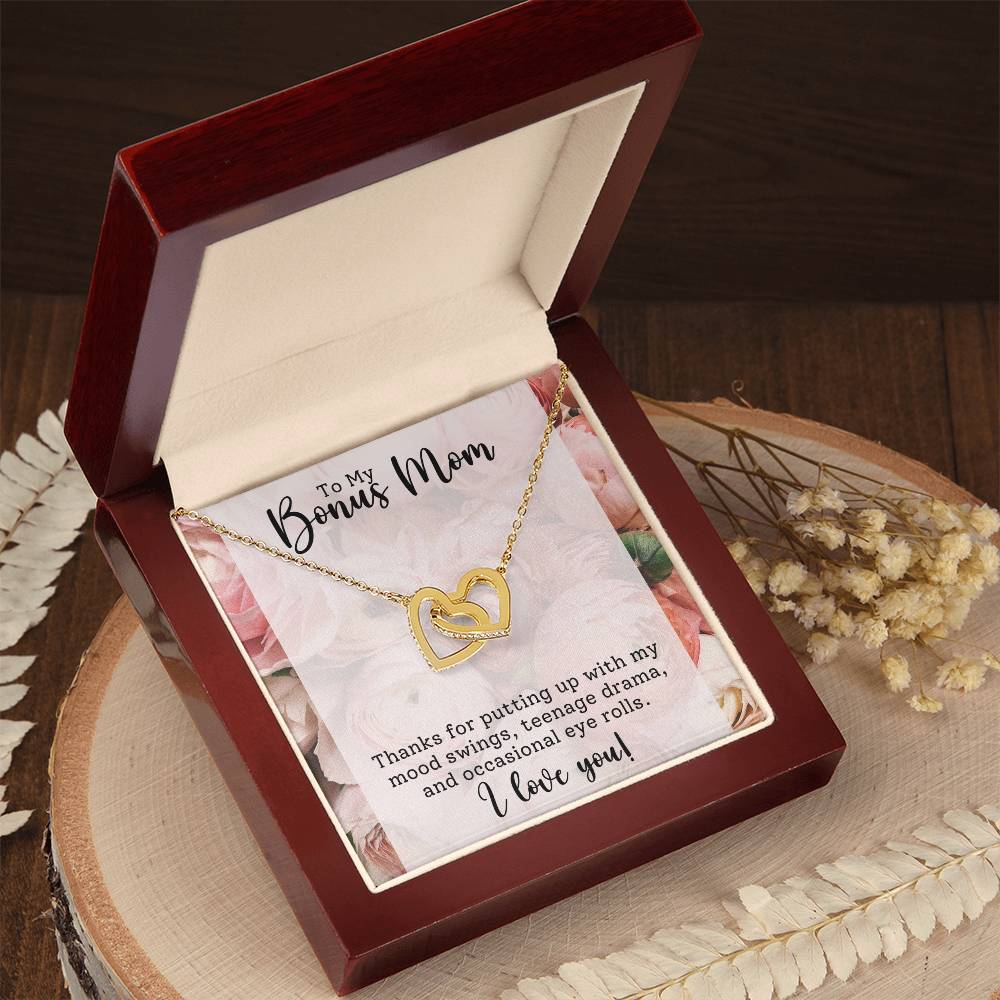 Bonus Mom Interlocking Hearts Necklace-[Heartfelt Family Gift]