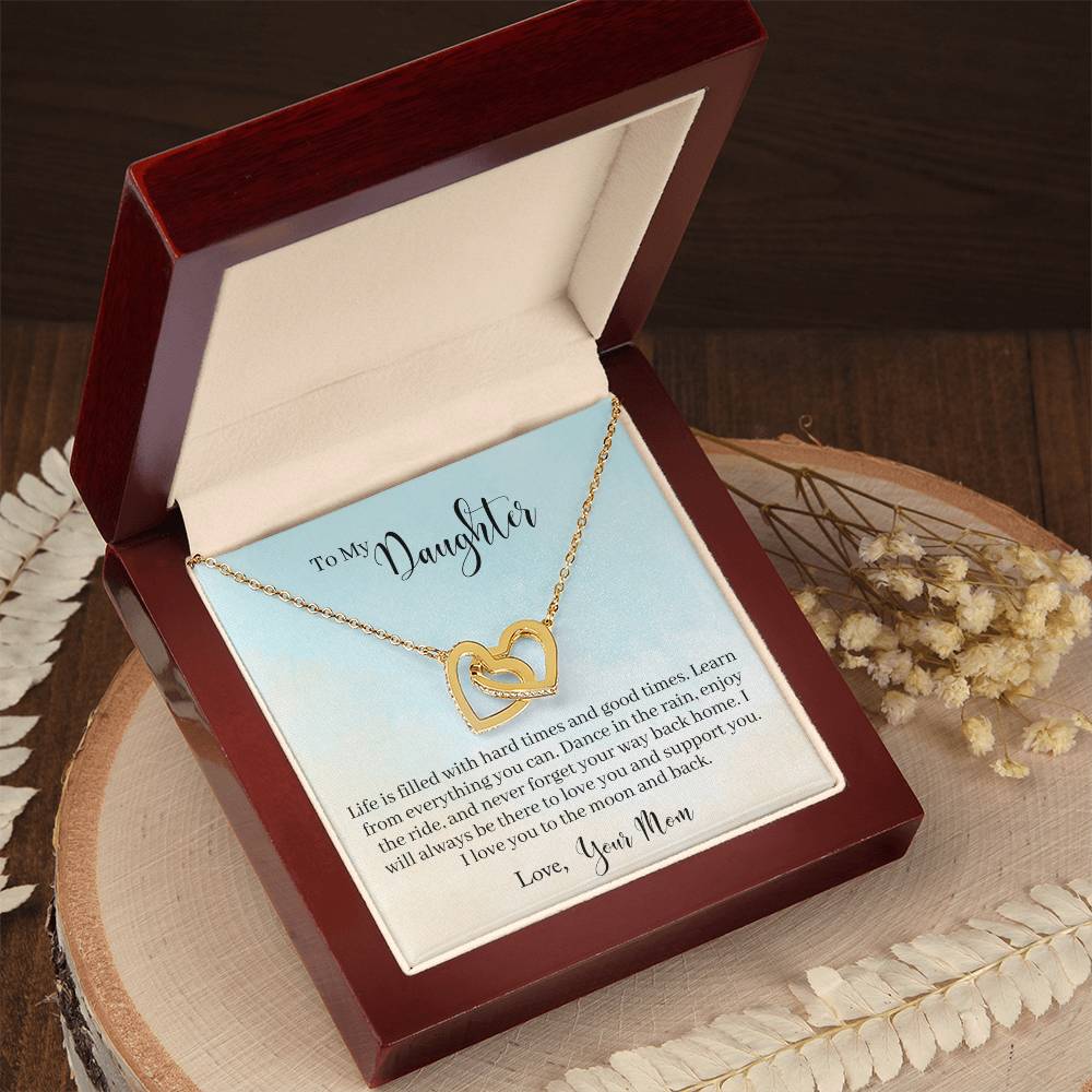 Daughter Learn From Everything Interlocking Hearts Necklace-[Heartfelt Family Gift]