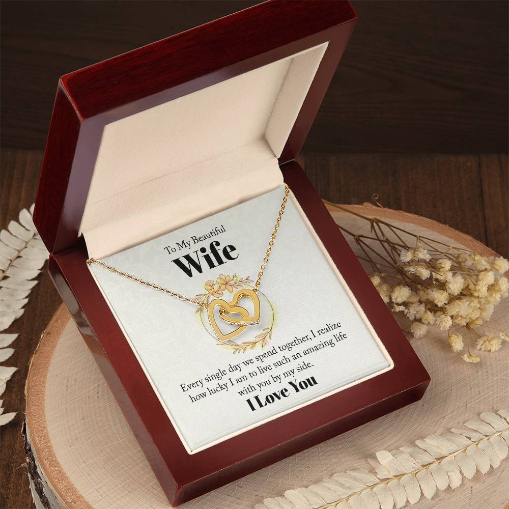 Beautiful Wife Interlocking Hearts Necklace-[Heartfelt Family Gift]