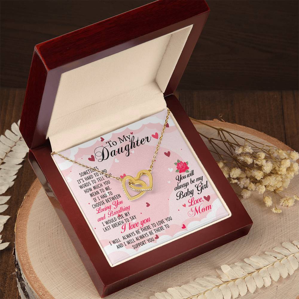 Daughter Always My Baby Girl Interlocking Hearts Necklace-[Heartfelt Family Gift]
