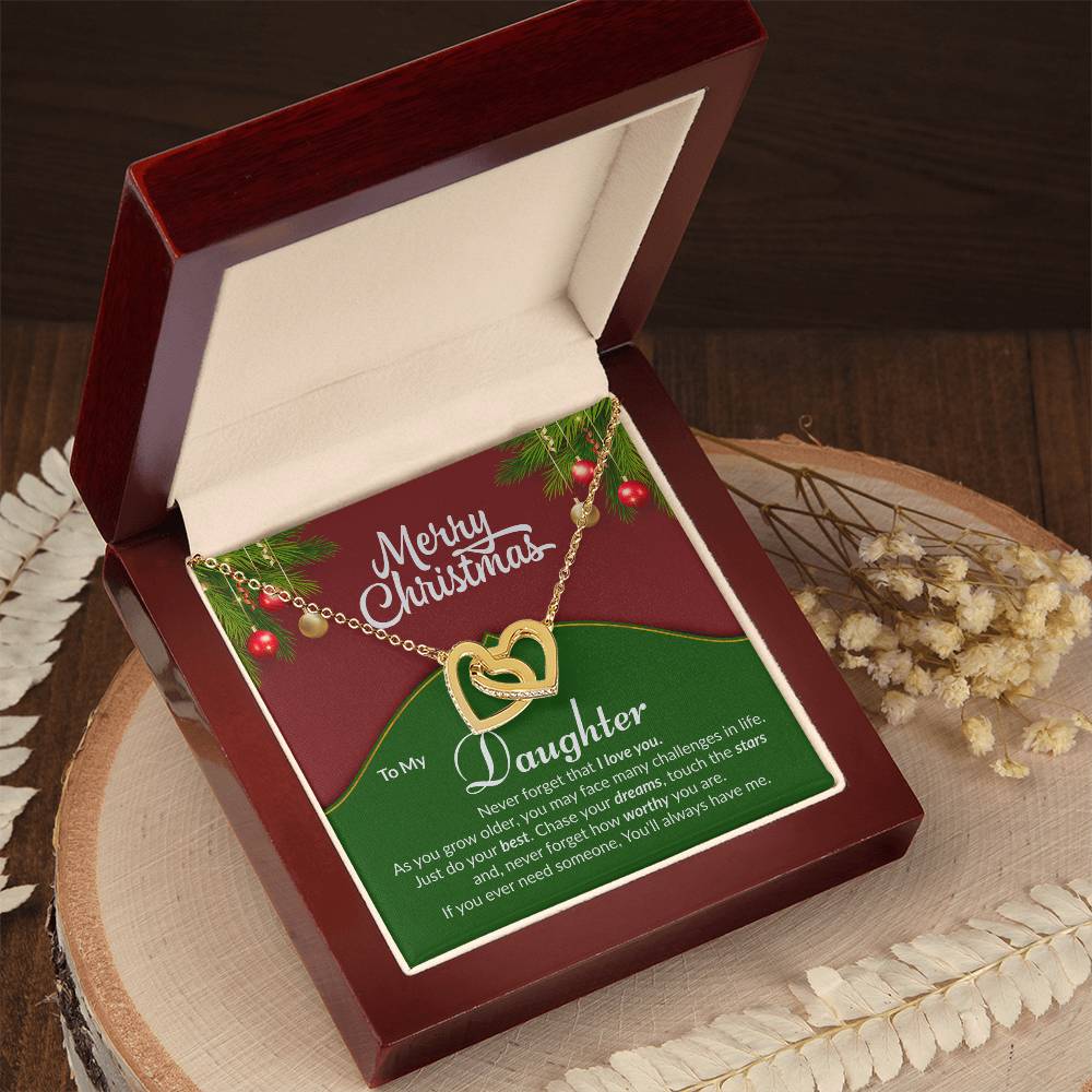 Daughter Interlocking Heart Necklace Christmas Gift-[Heartfelt Family Gift]
